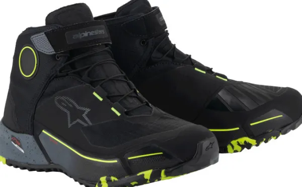 Heren Alpinestars Heren Motorschoenen-Cr-X Drystar Riding Shoes Black Dark Gray Yellow Fluo 1015