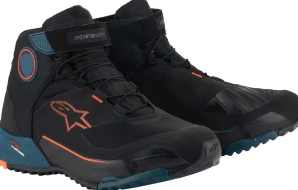 Heren Alpinestars Heren Motorschoenen-Cr-X Drystar Riding Shoes Black Petrol Orange Fluo 1649