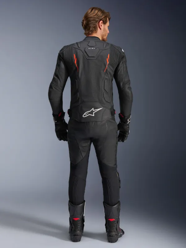 Alpinestars Motorjassen-Dusk Airflow Leather Motorjas Black Red Fluo 1030