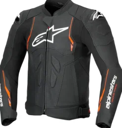Alpinestars Motorjassen-Dusk Airflow Leather Motorjas Black Red Fluo 1030