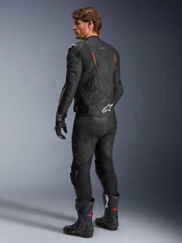 Alpinestars Motorjassen-Dusk Airflow Leather Motorjas Black Red Fluo 1030
