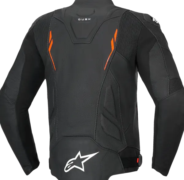 Alpinestars Motorjassen-Dusk Airflow Leather Motorjas Black Red Fluo 1030