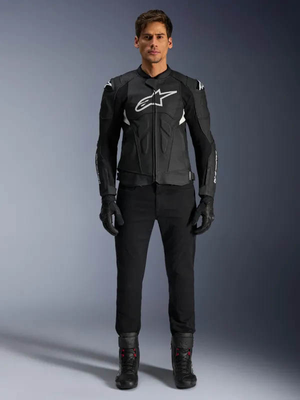 Alpinestars Motorjassen-Dusk Airflow Leather Motorjas Black White 12