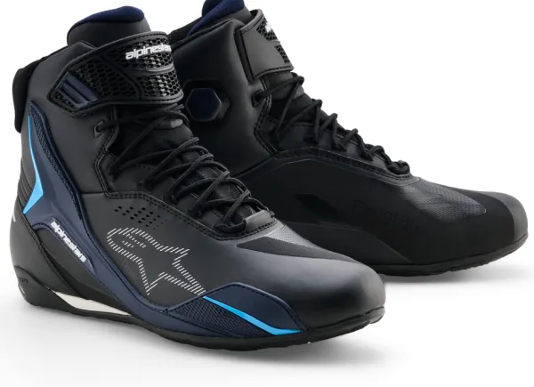 Heren Alpinestars Heren Motorschoenen-Faster-4 Drystar Shoes Black Night Navy Cyan 1571