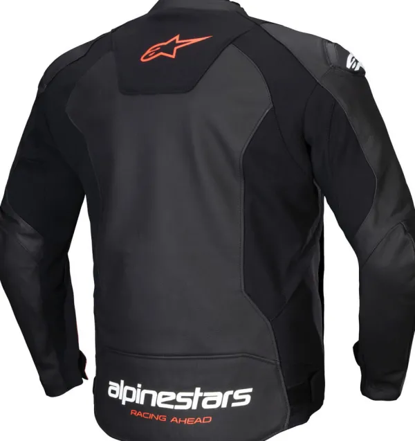 Alpinestars Motorjassen-Faster V3 Leather Motorjas Black/Red Fluo 1030