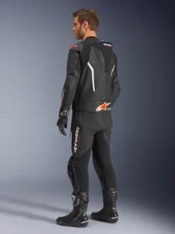Alpinestars Motorpakken-Gp Force V2 Leather Suit 2 Pc Racepak Black/White/Red Fluo