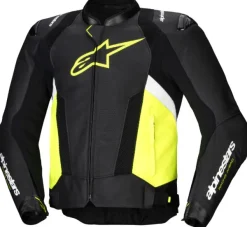 Alpinestars Motorjassen-Missile V3 Airflow Leather Motorjas Black Yellow Fluo White 1