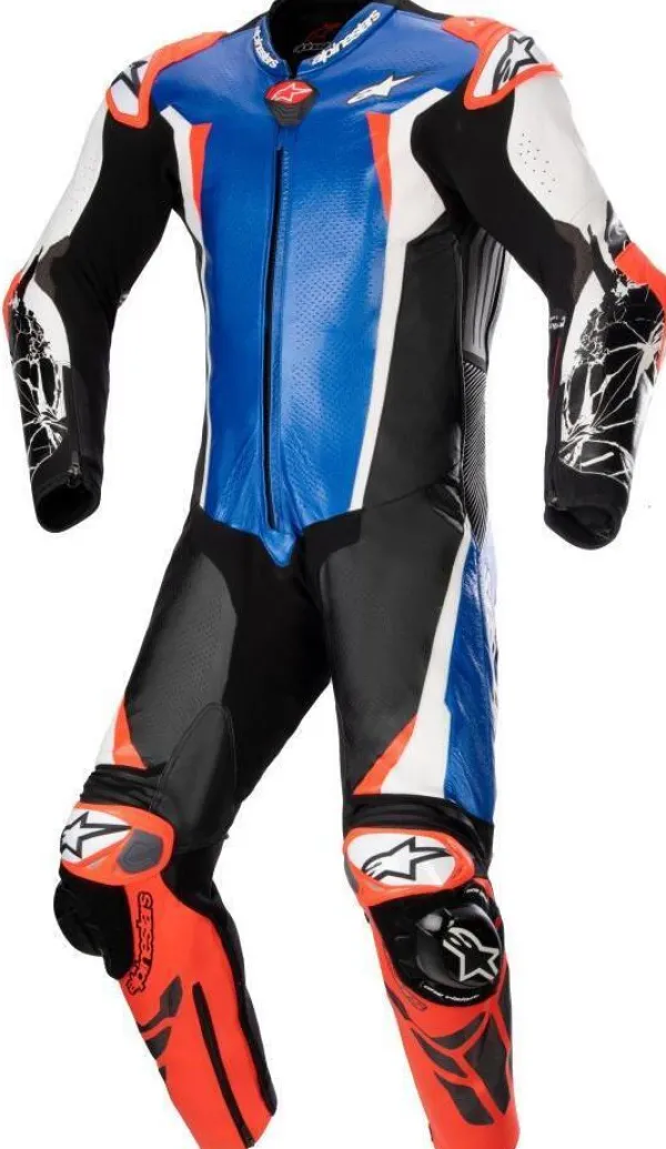 Alpinestars Motorpakken-Racing Absolute V2 1 Pc Leather Suit Metallic Blue Black White Rdfl 7183