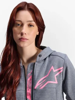 Alpinestars Motorhoodies|Motorjassen-tea Chroe V2 otorhoodie Gray Heather/Pink Fuo 9197