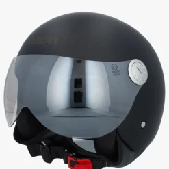 DAMES Beon Vespa Helmen|Jethelmen-Deign atzwart Effen