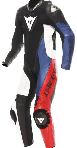 Dainese Motorpakken-Demon Sprint Perf 1Pc Leather Suit Racepak Black/White/Red-Lava