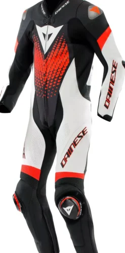 Dainese Motorpakken-Laguna Seca 6 1Pc Suit Perforated Black/White/Red-Fluo N32