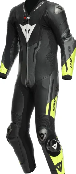 Dainese Motorpakken-Misano 3 Perforated D-Air 1Pc Leather Suit Black/Anthracite/Fluo-Yellow