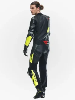 Dainese Motorpakken-Misano 3 Perforated D-Air 1Pc Leather Suit Black/Anthracite/Fluo-Yellow
