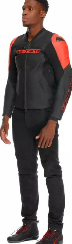 Dainese Motorjassen-Racing 5 Motorjas Black/Black/Red-Fluo P75