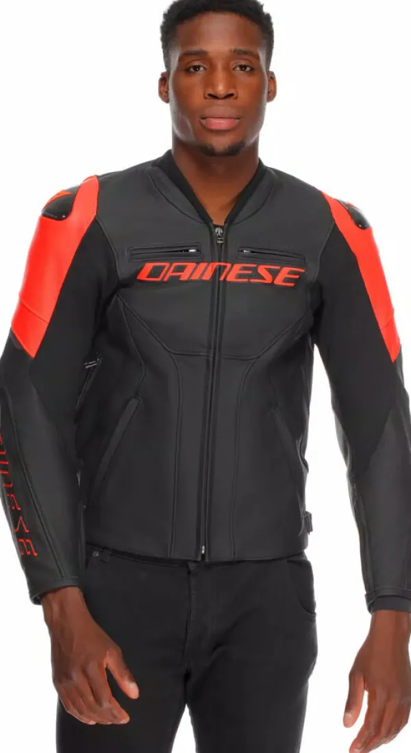 Dainese Motorjassen-Racing 5 Motorjas Black/Black/Red-Fluo P75