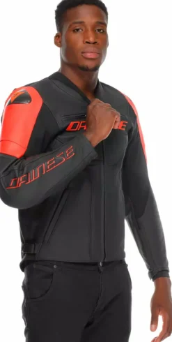 Dainese Motorjassen-Racing 5 Motorjas Black/Black/Red-Fluo P75