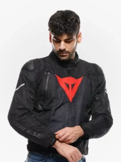 Dainese Motorjassen-Super Sprint D-Dry Motorjas Black/Black/Red-Lava H43