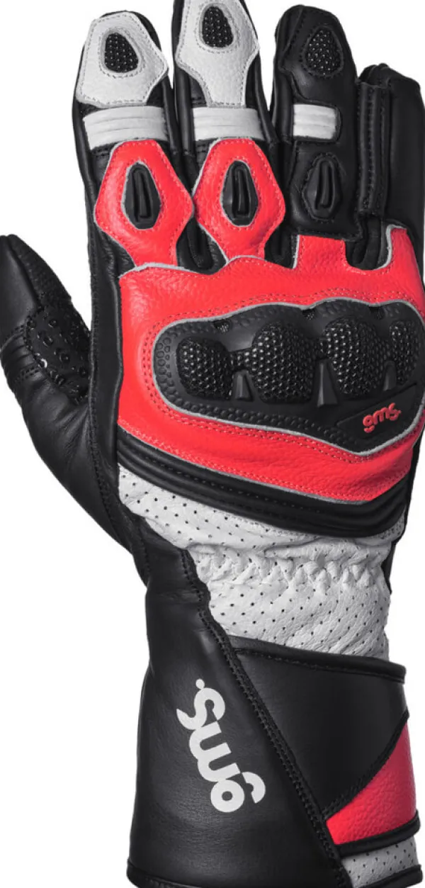 GMS Motorhandschoenen-GR-1 F Gove Back/White/Red