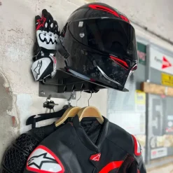 Gray Steel Cadeaus Voor Motorrijders|Helm Houder & Kapstok-X7 Helmet & Gear wall mount Gun Metal