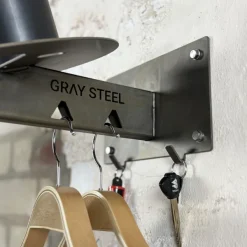 Gray Steel Cadeaus Voor Motorrijders|Helm Houder & Kapstok-X5 Helmet & Gear wall mount Gun Metal
