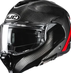 HJC Systeemhelmen|Helmen Met Zonnevizier-F100 Carbon tan Back/Red 183