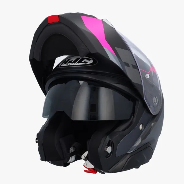 HJC Systeemhelmen|Helmen Met Zonnevizier-i91 Cart Grey/Pink