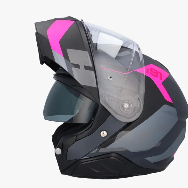 HJC Systeemhelmen|Helmen Met Zonnevizier-i91 Cart Grey/Pink