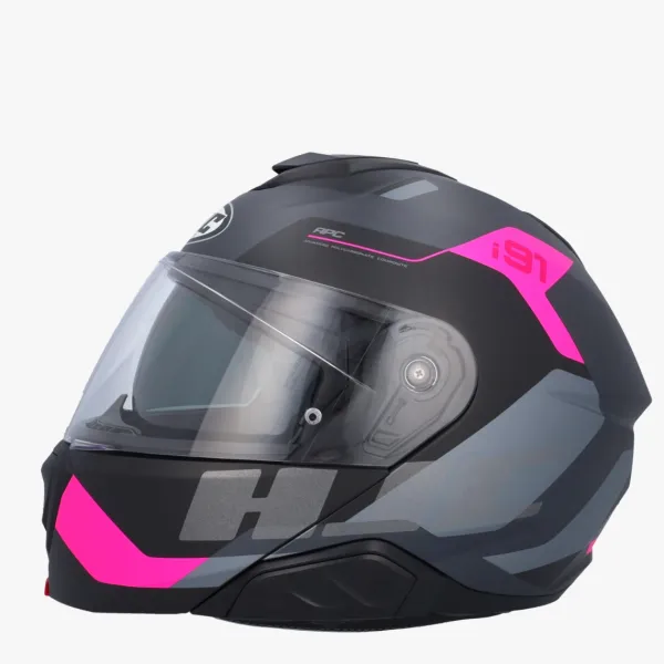 HJC Systeemhelmen|Helmen Met Zonnevizier-i91 Cart Grey/Pink