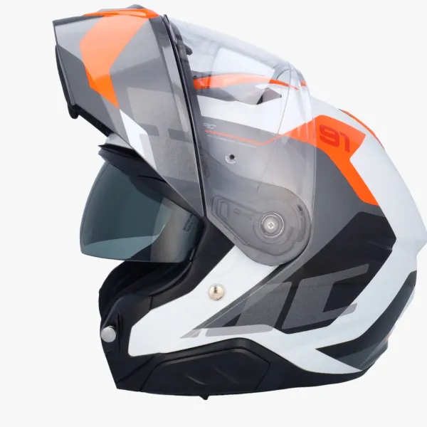 HJC Systeemhelmen|Helmen Met Zonnevizier-i91 Cart White/Orange