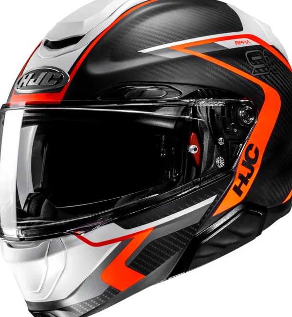 HJC Systeemhelmen|Helmen Met Zonnevizier-RPHA-91 Carbon Grey/Orange 833