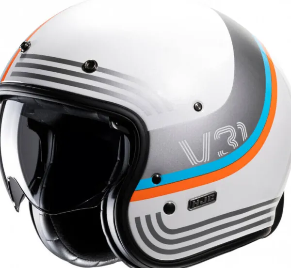 HJC Retro Helmen|Helmen Met Zonnevizier-V31 Byron White/Grey 285
