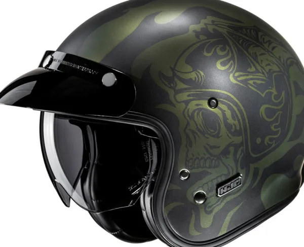 HJC Retro Helmen|Helmen Met Zonnevizier-V31 Fae Back/Green 140