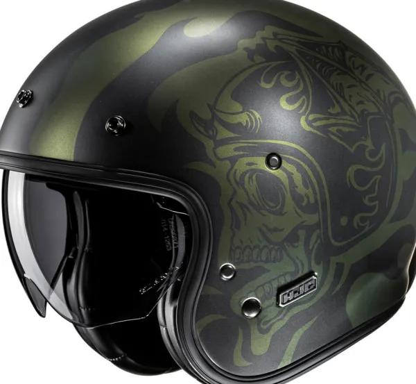 HJC Retro Helmen|Helmen Met Zonnevizier-V31 Fae Back/Green 140