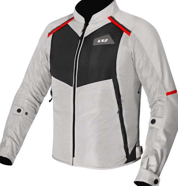 LS2 Motorjassen-Breeze an otorja Grey Back Red