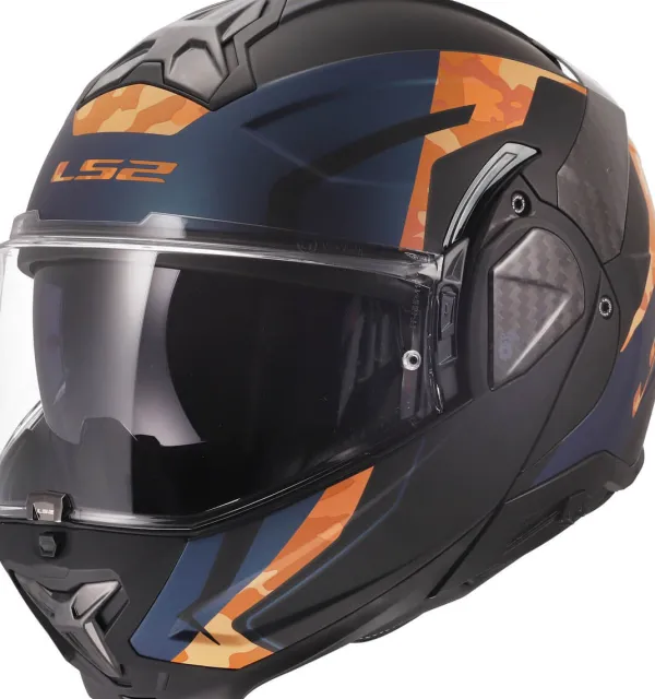 LS2 Systeemhelmen|Helmen Met Zonnevizier-FF910 Advant II Gide Back Orange