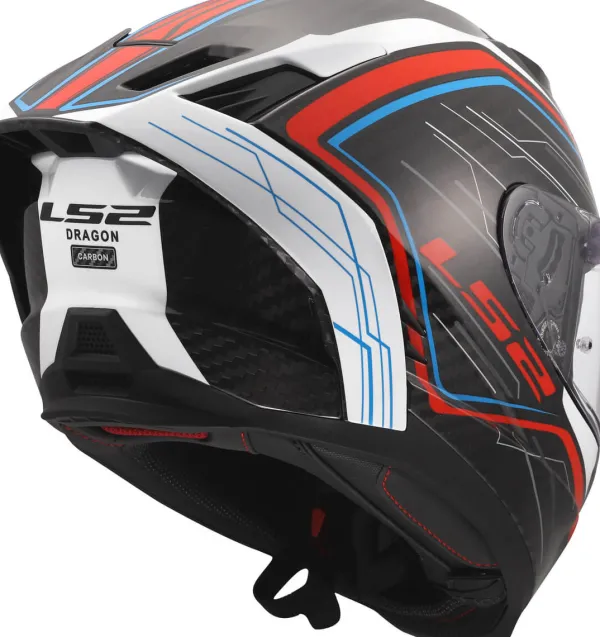 LS2 Integraalhelmen|Race Helmen-FF807 Dragon ubic White Bue Red