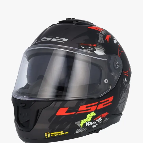 LS2 Integraalhelmen|Helmen Met Zonnevizier-FF808 trea II Angry onkey at Back Red