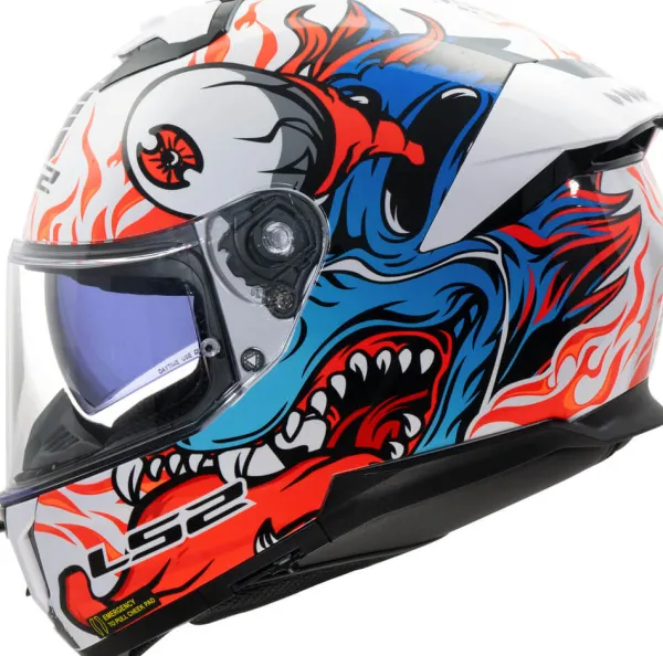 LS2 Integraalhelmen|Helmen Met Zonnevizier-FF808 trea II Inferno White Bue