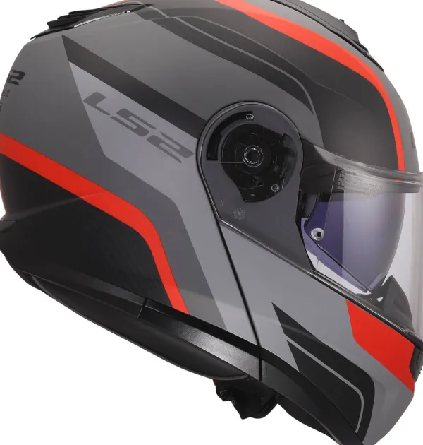 LS2 Systeemhelmen|Helmen Met Zonnevizier-FF908 trobe II onza Back Grey Red-06