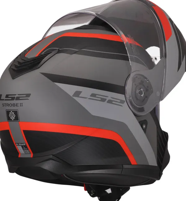 LS2 Systeemhelmen|Helmen Met Zonnevizier-FF908 trobe II onza Back Grey Red-06