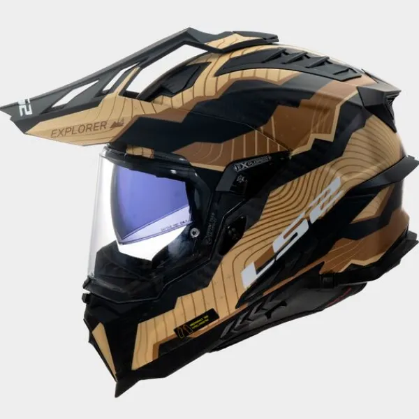 LS2 Adventure Helmen|Integraalhelmen-X701 Exporer Carbon Trick Brown and