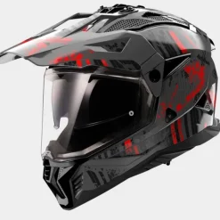 LS2 Adventure Helmen|Integraalhelmen-X702 Pioneer II Crazy att Back Red