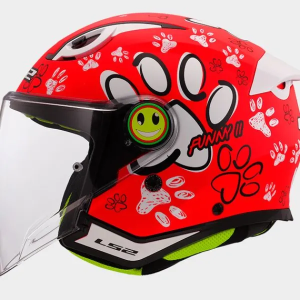 LS2 Kinder Scooterhelmen-OF622 Funny II Paw Red