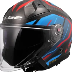 LS2 Jethelmen|Helmen Met Zonnevizier-OF603 Infinity II Carbon Uru Bue Red