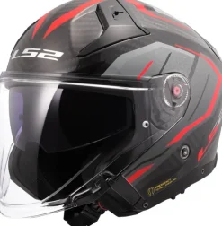 LS2 Jethelmen|Helmen Met Zonnevizier-OF603 Infinity II Carbon Uru Red