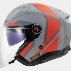 LS2 Jethelmen|Helmen Met Zonnevizier-OF603 Infinity II Focu Grey Red