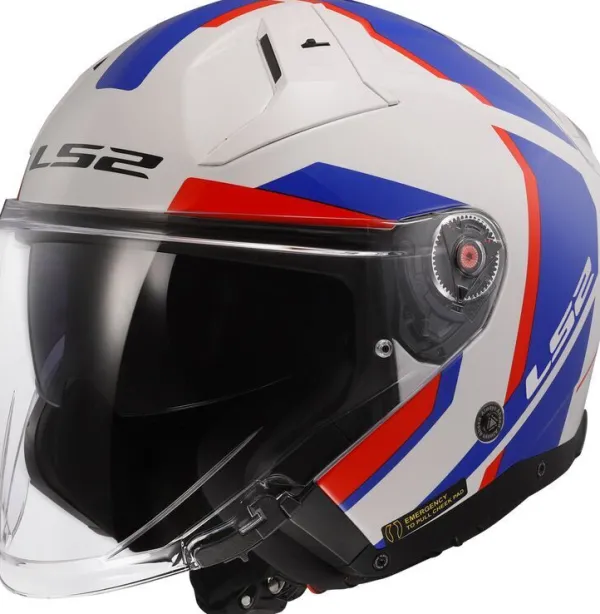 LS2 Jethelmen|Helmen Met Zonnevizier-OF603 Infinity II Focu White Bue Red