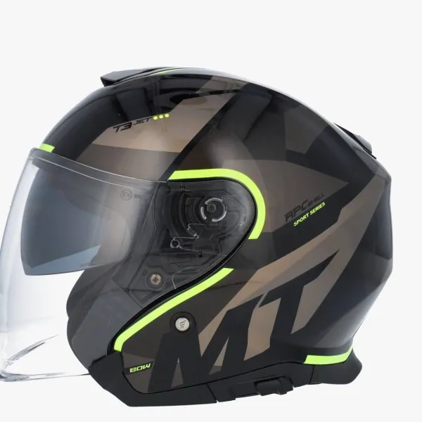 MT Jethelmen|Helmen Met Zonnevizier-Jet Thunder 3 V Bow Back/Yeow