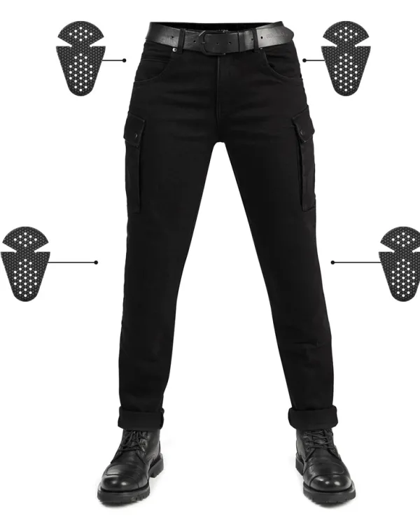 Pando Moto Motorbroeken|Motorjeans-Mila Cargo Motorjeans Black